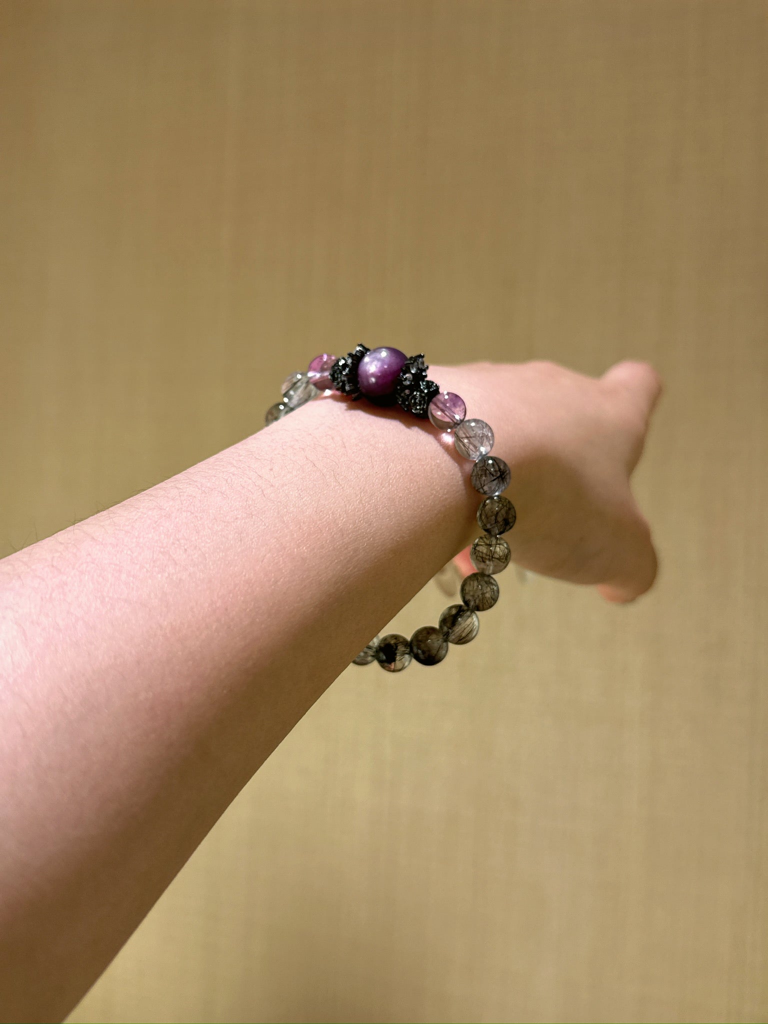 ▫️▪️ Black hair crystal amethytite amethyst bracelet